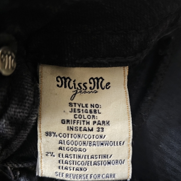 Miss Me Jeans  Womens 27/33  Embellished Bling Black Wash Boot Cut Demin #43 - Picture 7 of 9